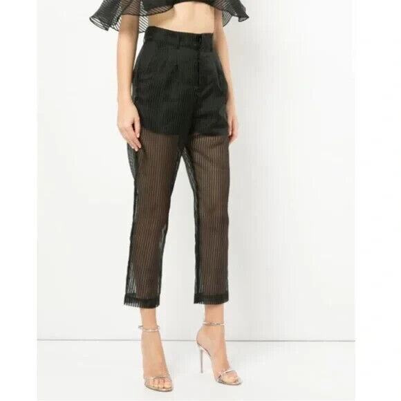 Alice McCall Shine Pants Womens 6 Black Striped Trouser Whimsigoth Edgy - Picture 1 of 7
